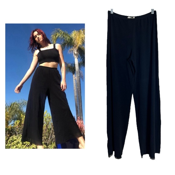 Jean Paul Gaultier Fuzzi Wide Leg Black Pants High Rise Size XL - Picture 12 of 12